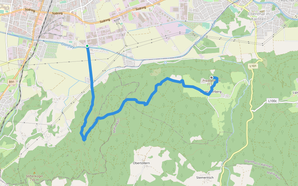 Zwanzigerberg walking route map in Klagenfurt am Wörthersee