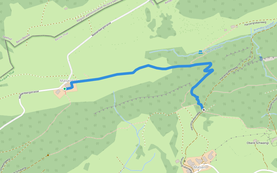 Malsenberg - Harzerstrasse walking route map in Welschenrohr-Gänsbrunnen
