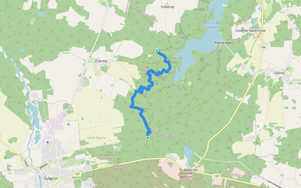Wąwóz Żubrowski - Wąwóz Sucha Rzeka walking route map in Tursk