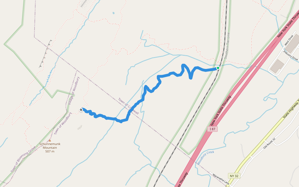 Dark Hollow walking route map in New Windsor