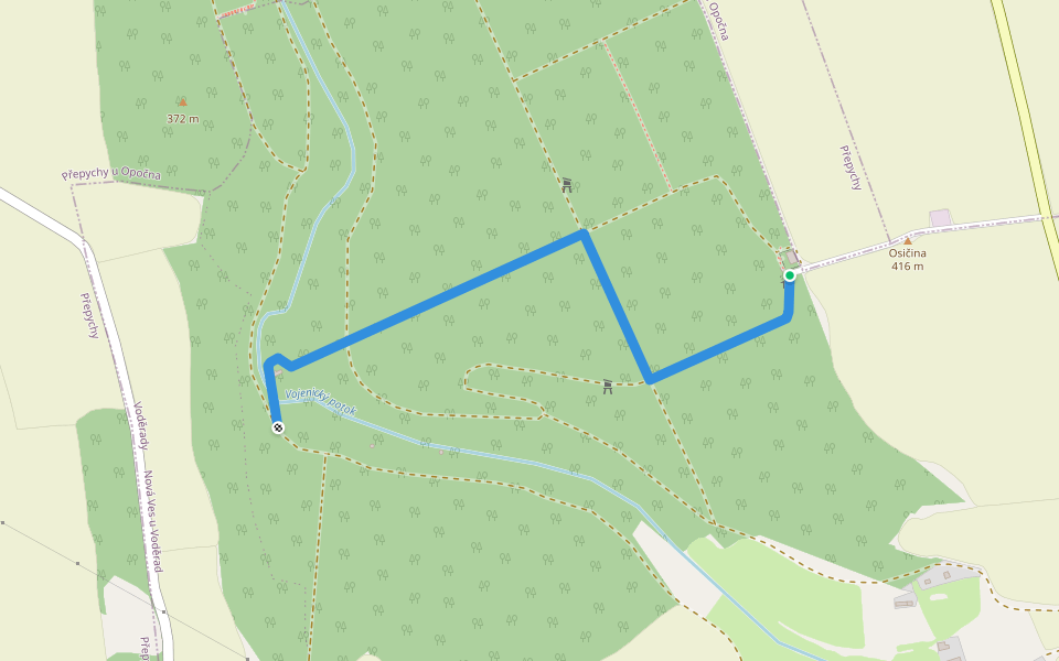 [Ž] Dřízenské údolí - Osičina walking route map in Voděrady