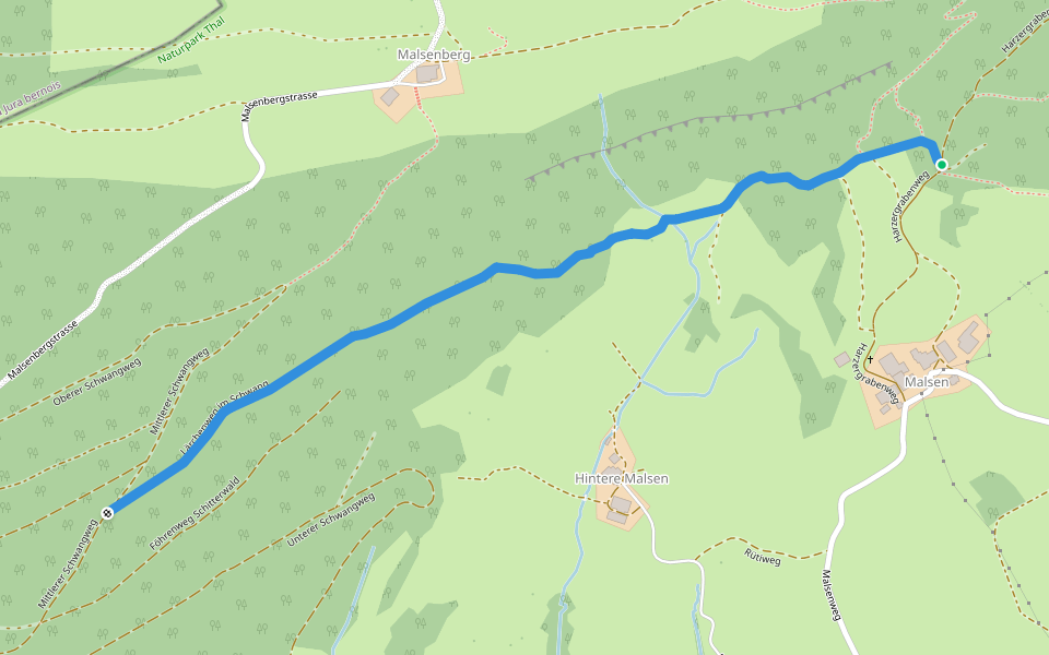 Harzerstrasse - Schwang walking route map in Welschenrohr-Gänsbrunnen