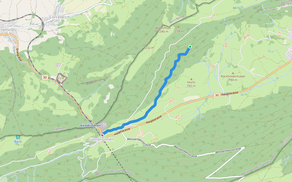 St. Josef - Schwang walking route map in Welschenrohr-Gänsbrunnen