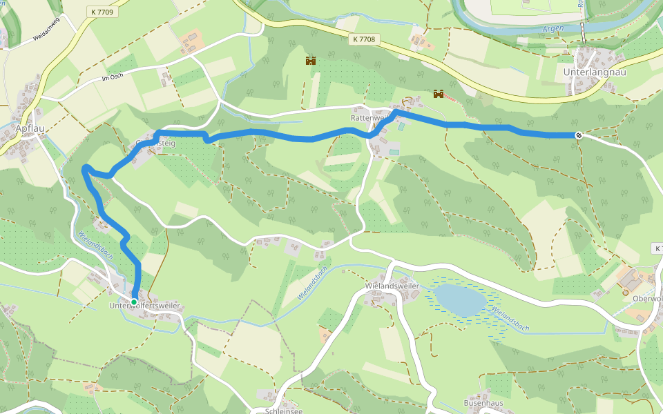 Unterwolfertsweiler-Gitzensteig-Rattenweiler walking route map in Tettnang