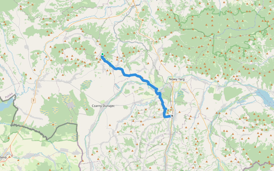 Szaflary - Żeleźnica walking route map in Odrowąż