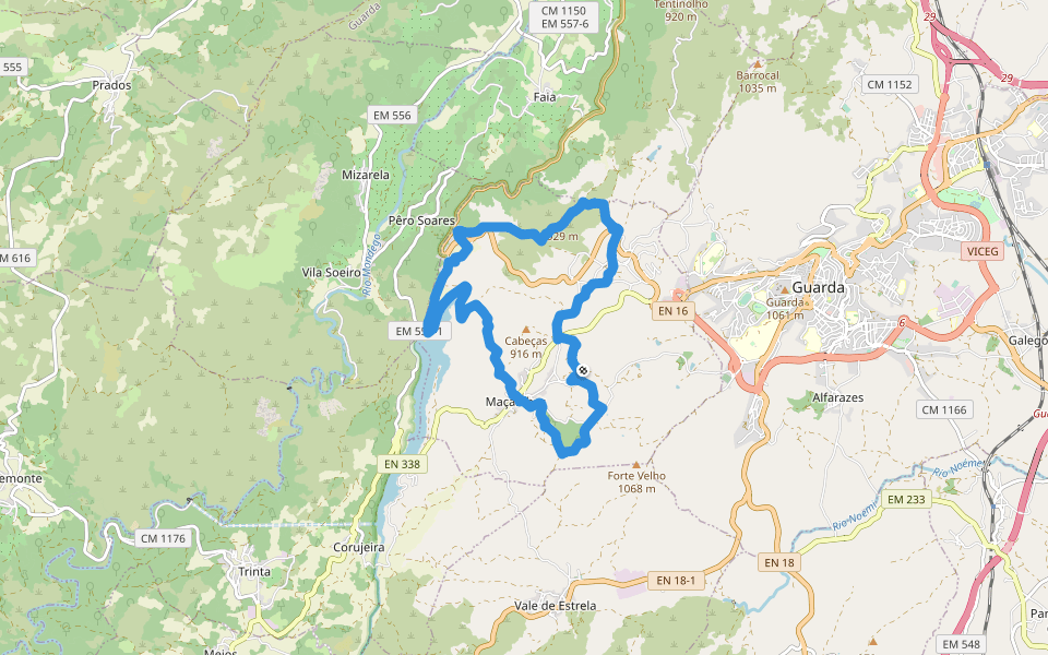 Trilho de Maçainhas walking route map in Guarda