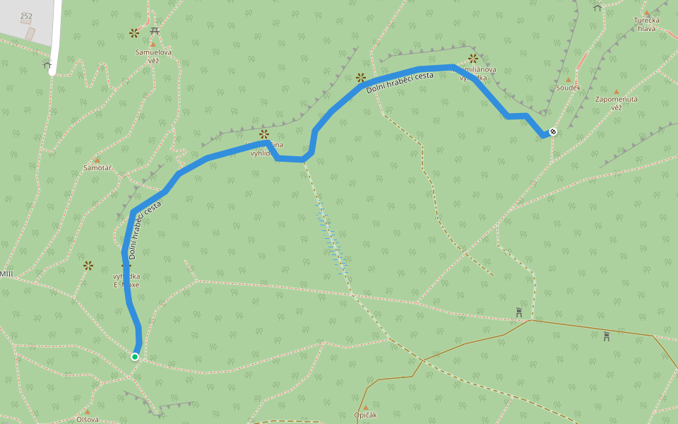 Horní hraběcí cesta walking route map in Sloup v Čechách