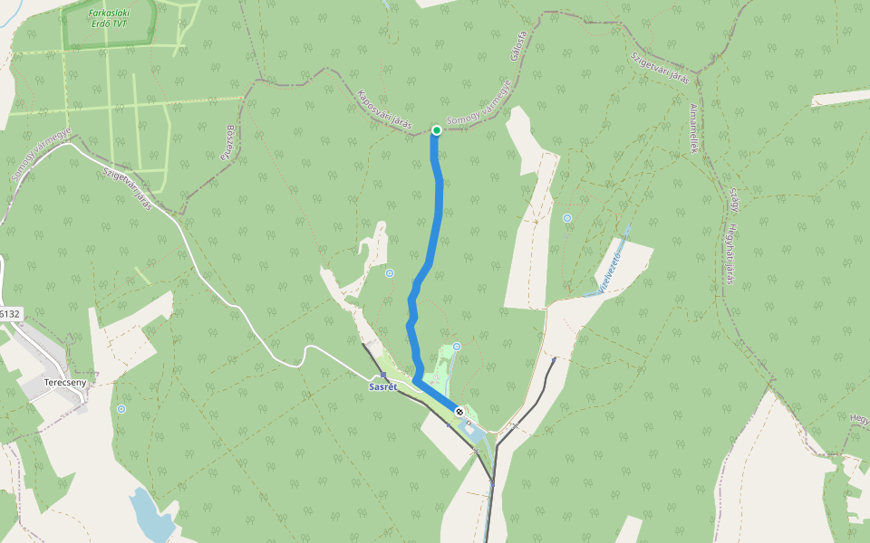 K■ (Sas-rét – Kis-ördög-lik (K+)) walking route map in Almamellék