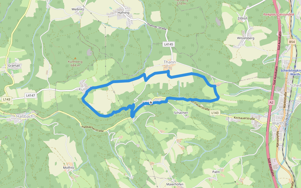 Kulmer Weg (Ausgangspunkt: Kirchau Kirchenplatz) walking route map in Kirchau