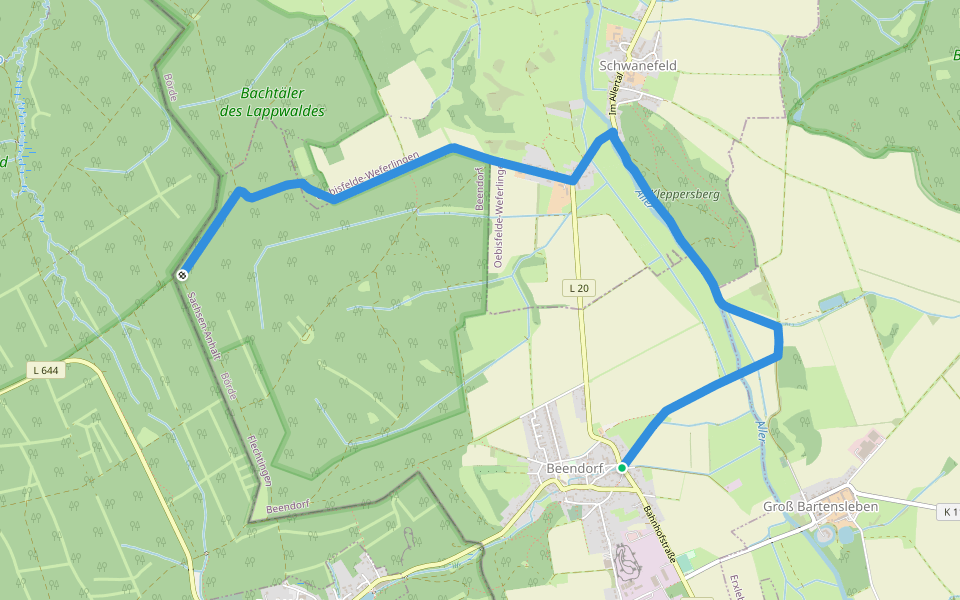 BBB-Weg walking route map in Beendorf