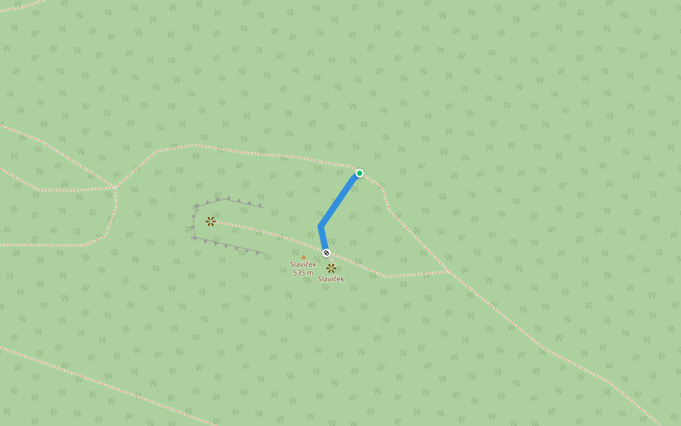 [Č] vrchol Slavíček walking route map in Sloup v Čechách