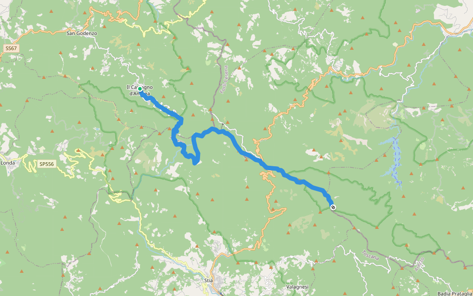 Alta Via dei Parchi: Tappa 21 walking route map in Il Castagno D'Andrea