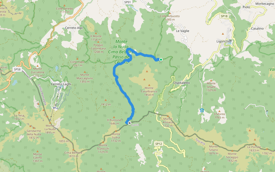 La Buca - Il Quartiere - Il Bottaccio - Passo di Cavorsella walking route map in Ospitaletto