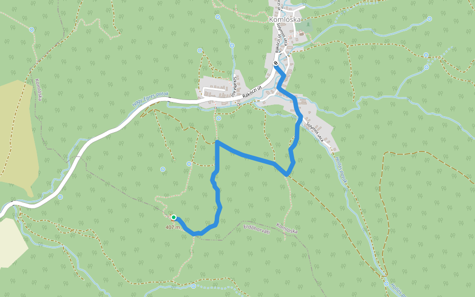 P▙ (Puszta vár) walking route map in Komlóska