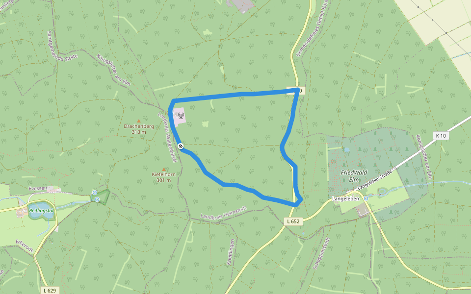 Funkturm Rundweg walking route map in Königslutter