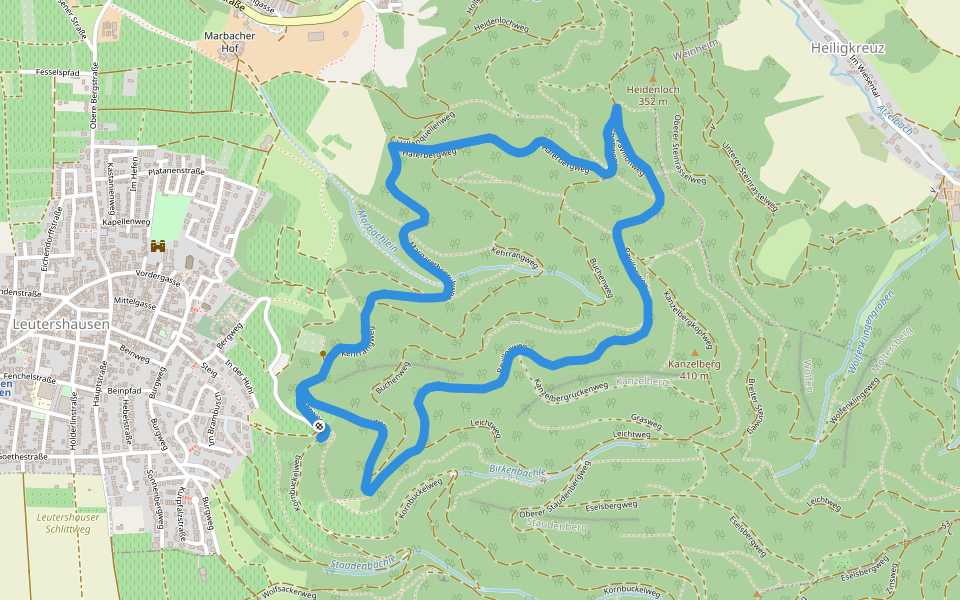 Rundwanderweg Kehrrang 5 walking route map in Hirschberg an der Bergstraße