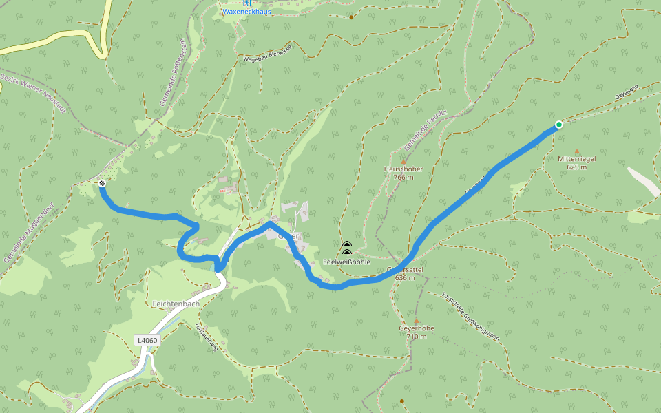 Waxeneck - Geyersattel walking route map in Pöllau
