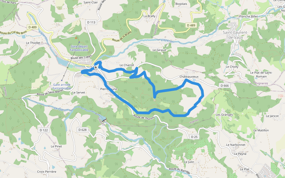 Circuit de Py Froid walking route map in Yzeron