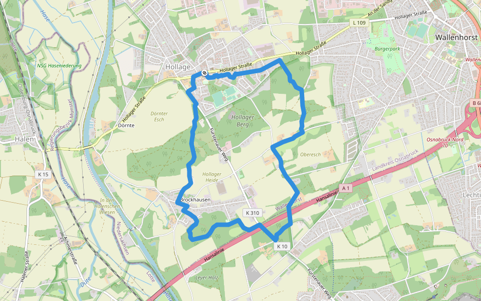 Hollager Rundwanderweg Nr.5 walking route map in Wallenhorst