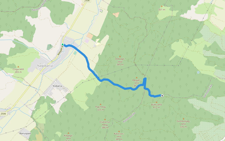 S■ walking route map in Nagybarca