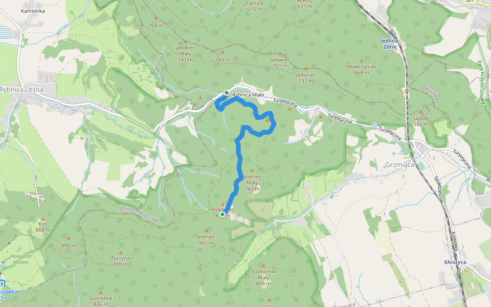 Skalna Brama - Rybnica Mała walking route map in Grzmiąca