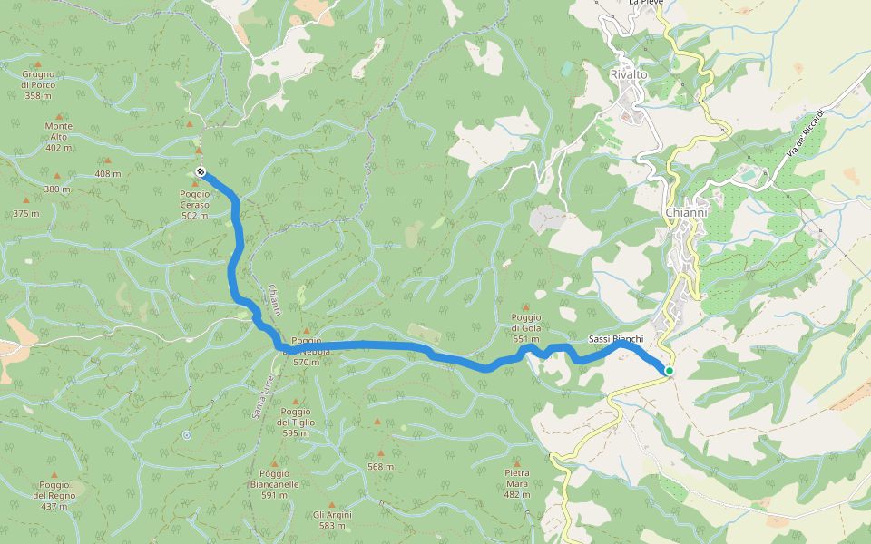 Grande Percorso Naturalistico walking route map in Chianni