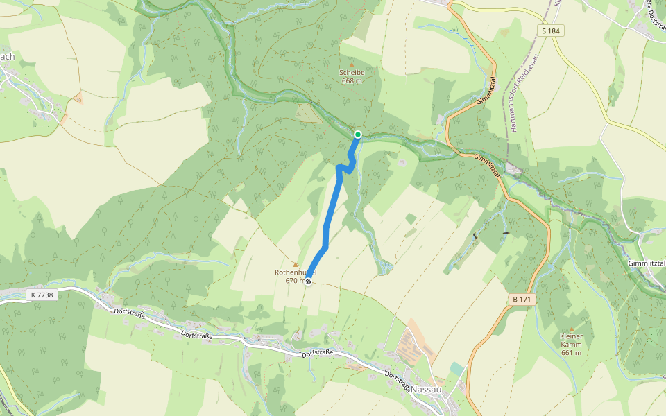 Ww Gimmlitztal - Röthenhübel walking route map in Frauenstein