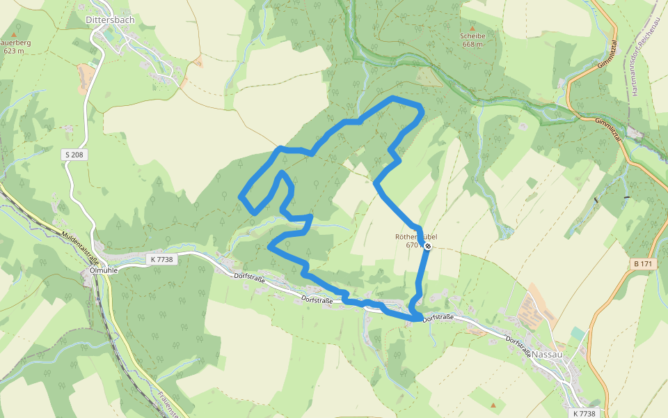 Ww Rundweg Nassau walking route map in Frauenstein