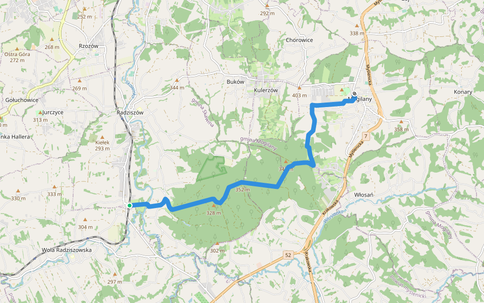 Generała Bema walking route map in Radziszów