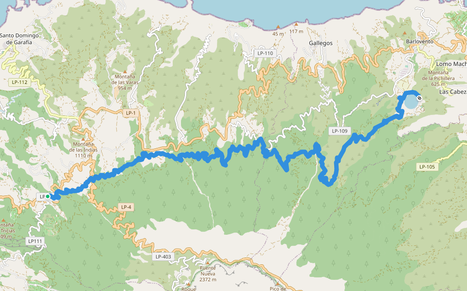 PR LP 20 walking route map in Hoya Grande