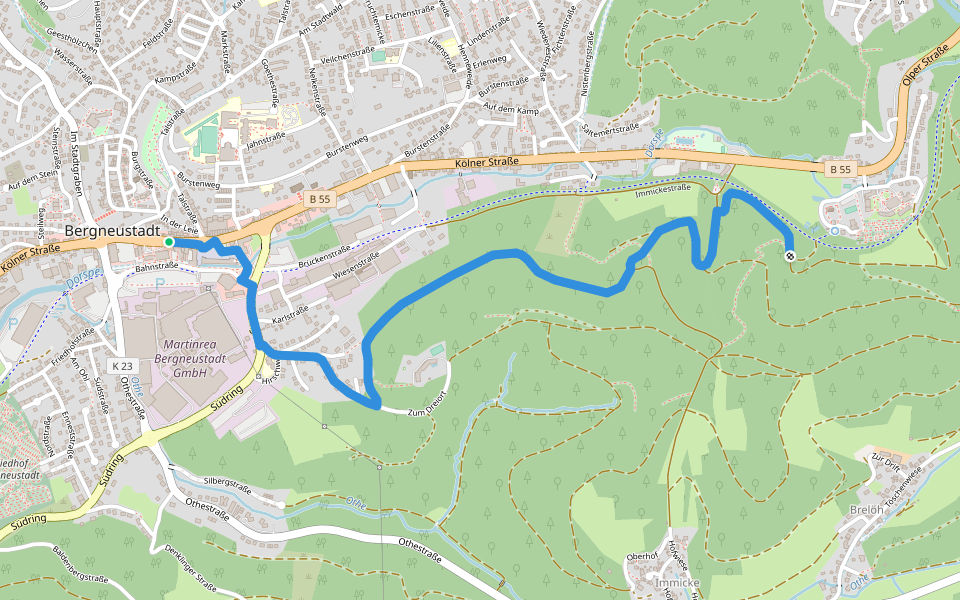 Bergischer Panoramasteig (Zustieg von Bergneustadt) walking route map in Bergneustadt