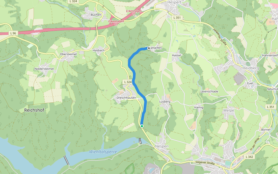 [W] Rundweg Wiehlbach zur Talsperre walking route map in Reichshof