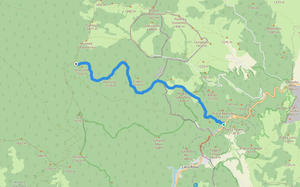 Cheile Bicazului - Poiana La Vincli walking route map in Bârnadu