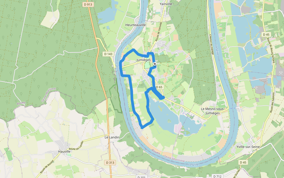 Le Marais de Jumièges walking route map in Jumièges