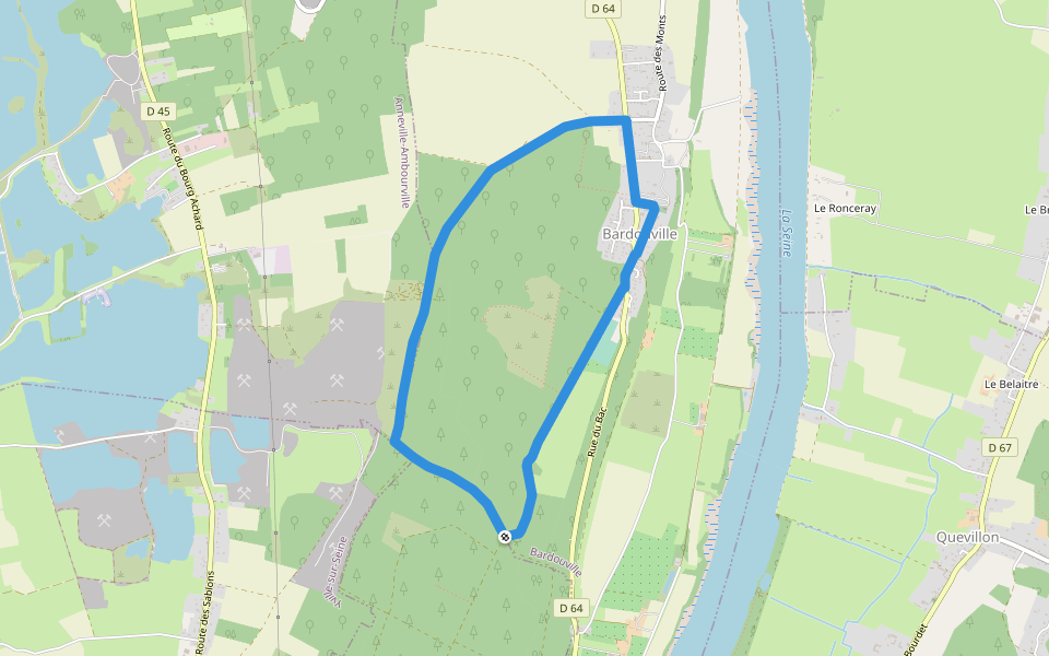 Les 4 Communes walking route map in Bardouville