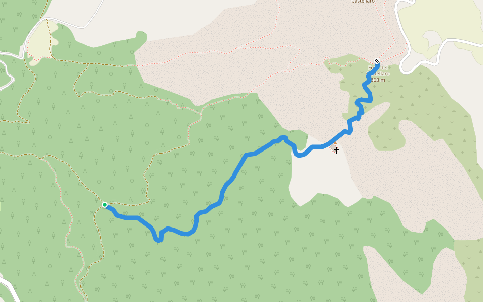 Foce Dragnone – Dragnone (Via Crucis) – Bivio 141 walking route map in Debbio