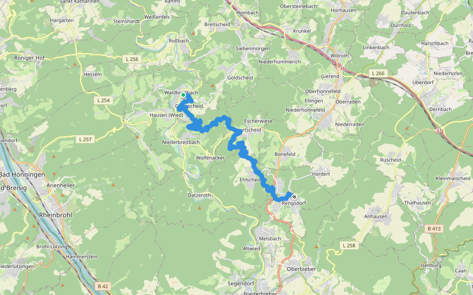 Wäller Tour Klosterweg walking route map in Waldbreitbach