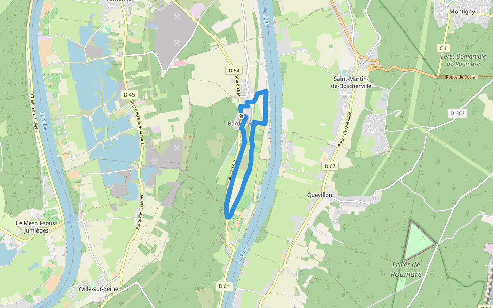 La Prairie du But walking route map in Bardouville