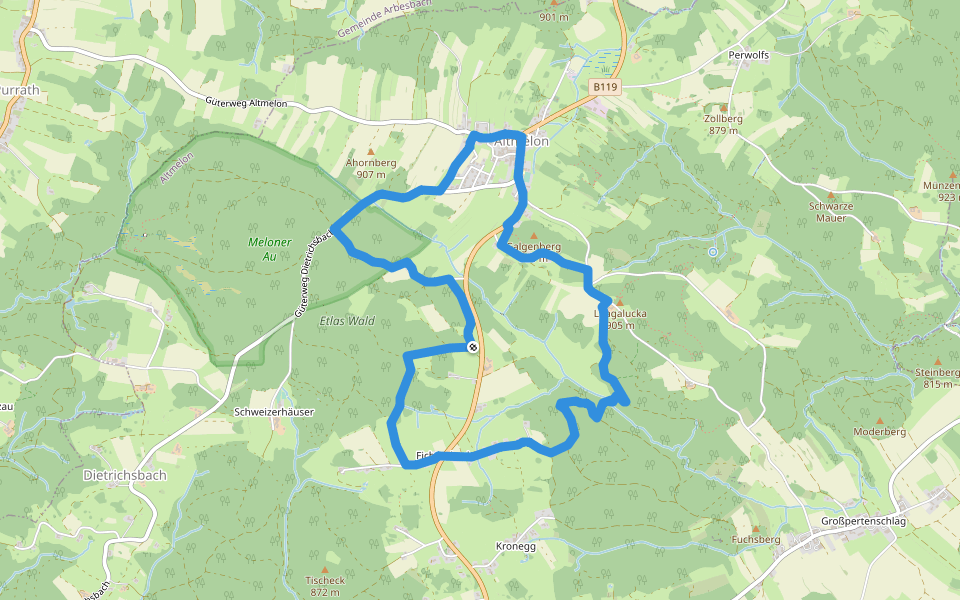 Naturwanderweg walking route map in Altmelon