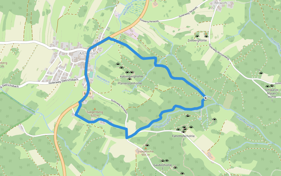Familienrunde walking route map in Arbesbach
