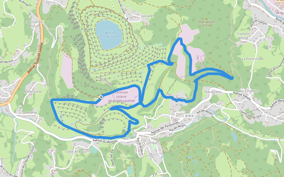 Les crêtes de Combes walking route map in Aubin