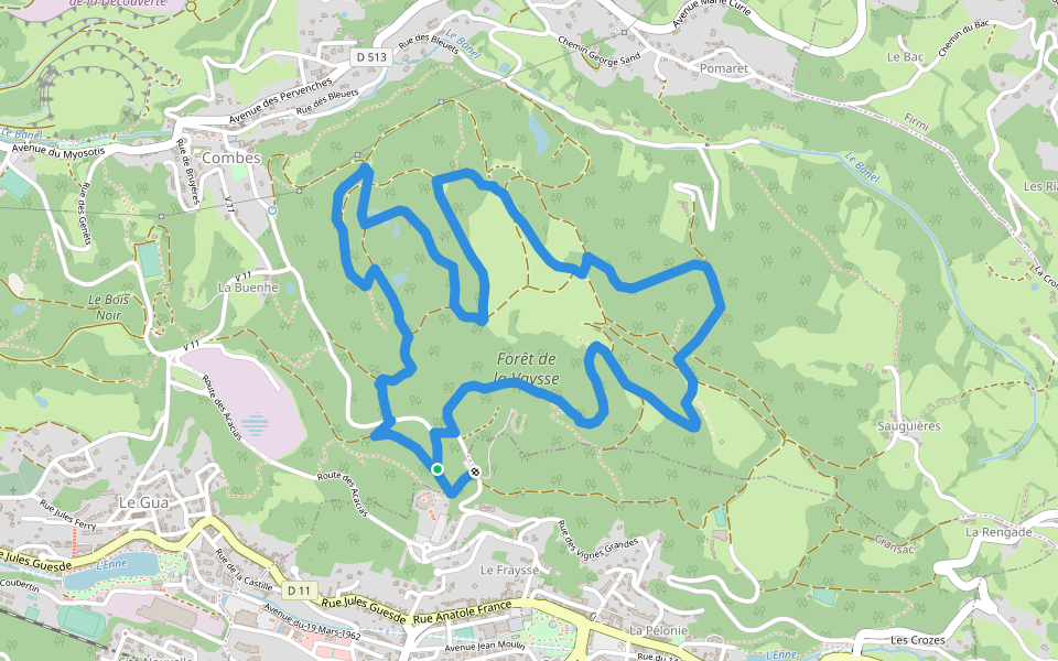 Les surprises de la Vaysse walking route map in Cransac