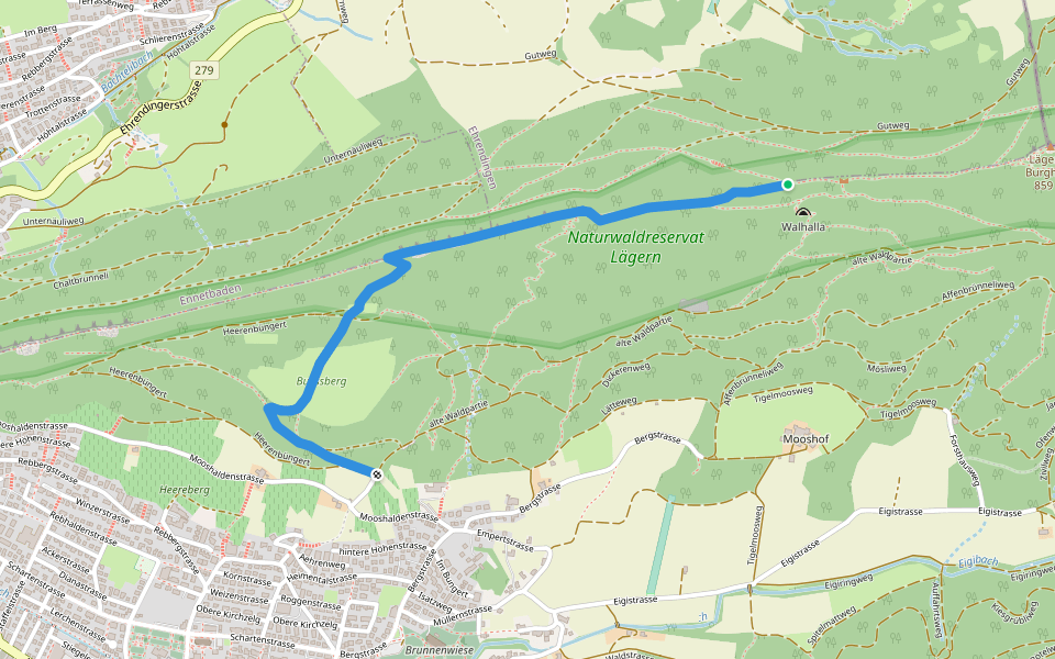 Lägerensattel - Mooshalden walking route map in Schleinikon