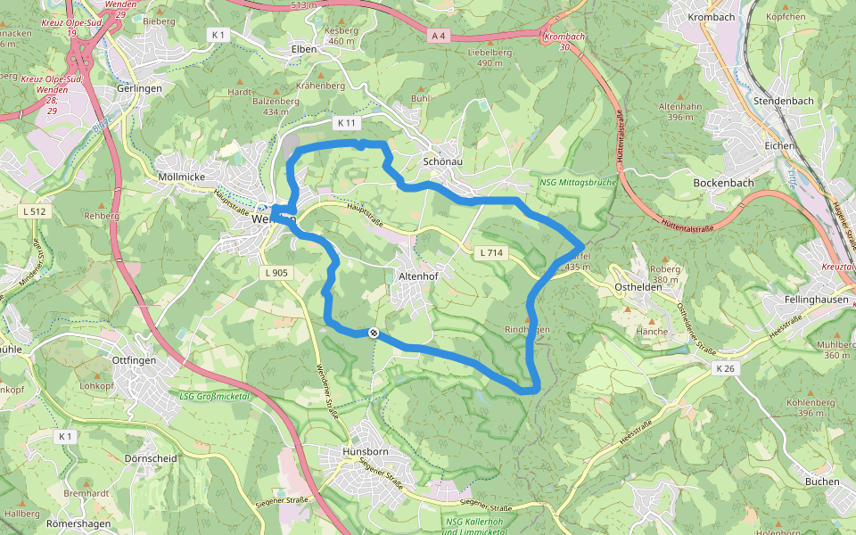 A3 walking route map in Wenden
