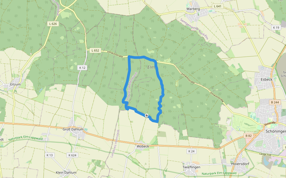 Elm Rundwanderweg 7 walking route map in Twieflingen