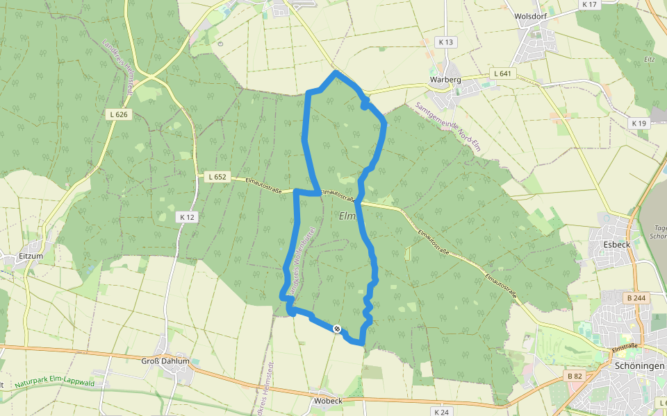 Elm Rundwanderweg 10 walking route map in Twieflingen