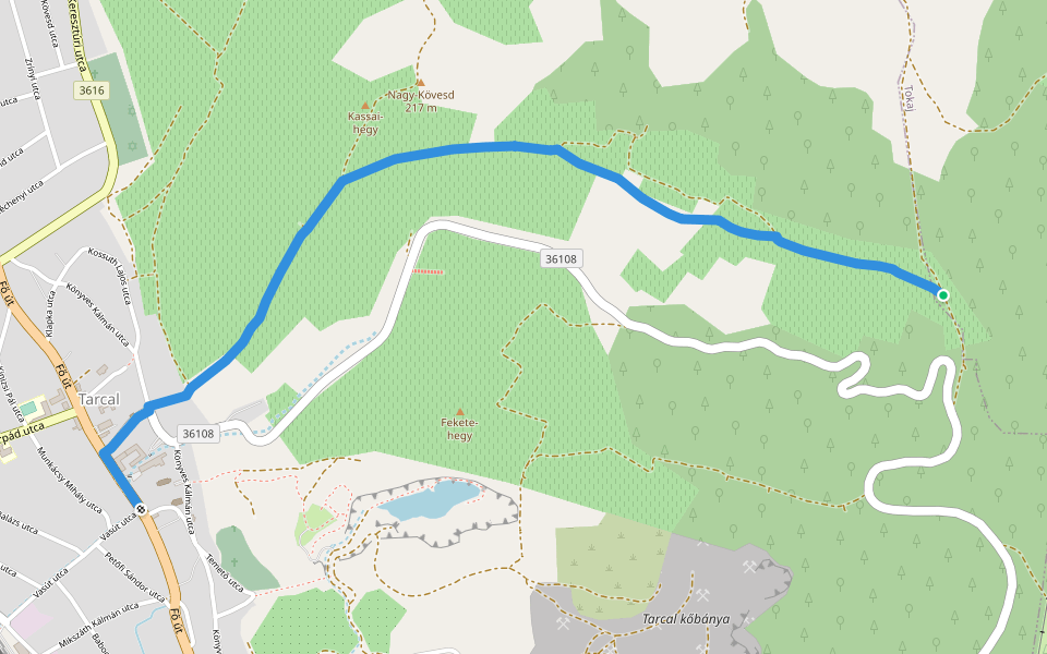 P■ (Tarcal) walking route map in Tarcal