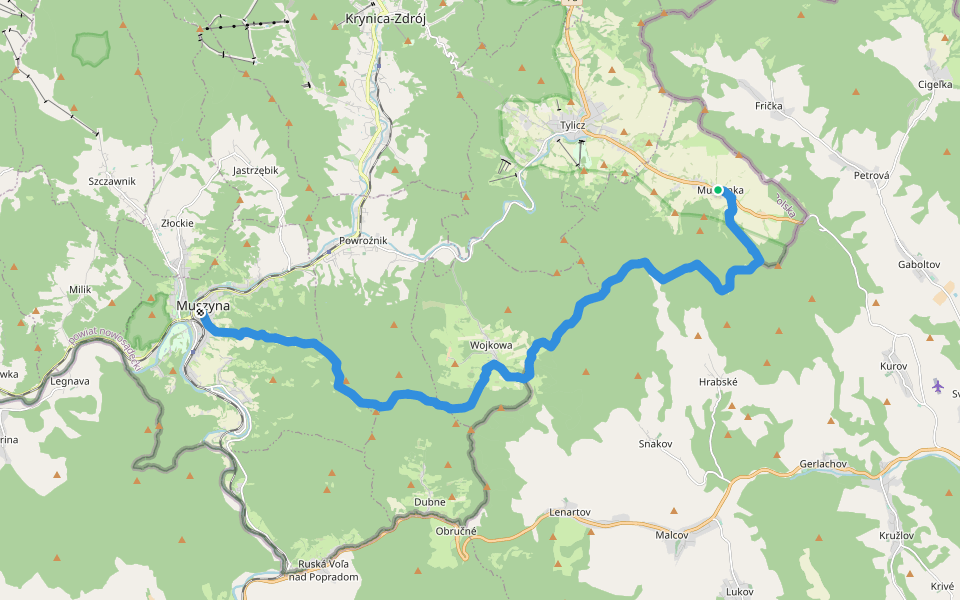 Muszyna - Muszynka walking route map in Muszynka