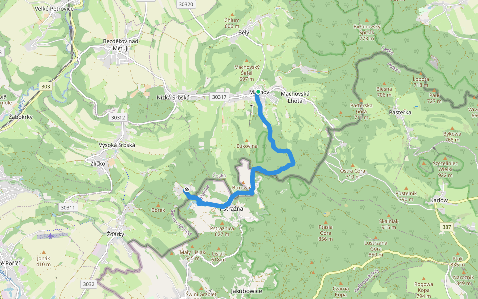 [M] Závrchy - Machov walking route map in Machov
