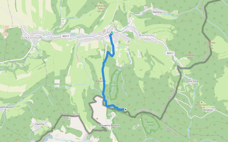 [Ž] Pod Błędnymi Skałami - Machov walking route map in Machov